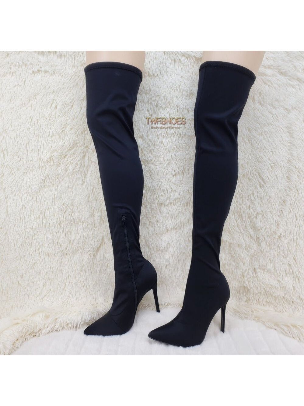 Mark Lycra Stretch Thigh High Heels Boots